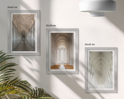 Conjunto de 3 quadros decorativos Interiores de edifícios históricos e catedrais
