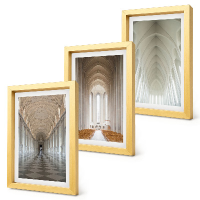 Conjunto de 3 quadros decorativos Interiores de edifícios históricos e catedrais