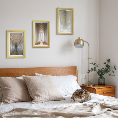 Conjunto de 3 quadros decorativos Interiores de edifícios históricos e catedrais
