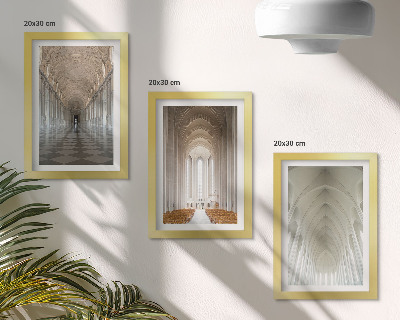Conjunto de 3 quadros decorativos Interiores de edifícios históricos e catedrais