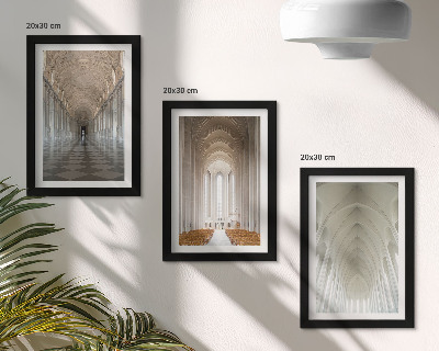 Conjunto de 3 quadros decorativos Interiores de edifícios históricos e catedrais