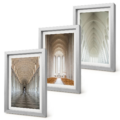 Conjunto de 3 quadros decorativos Interiores de edifícios históricos e catedrais