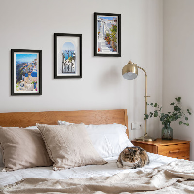 Conjunto de molduras com imagens Vistas de Santorini, arquitetura grega de Oia