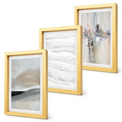 Tríptico com moldura Padrões abstratos em tons neutros terrosos