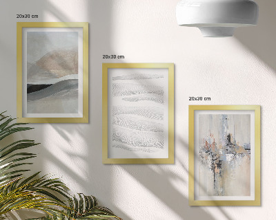 Tríptico com moldura Padrões abstratos em tons neutros terrosos