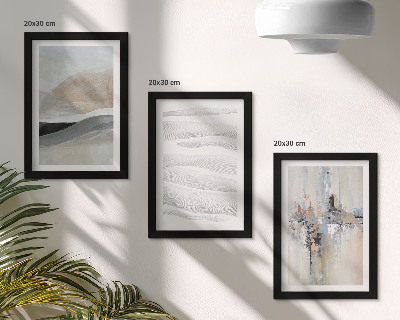 Tríptico com moldura Padrões abstratos em tons neutros terrosos