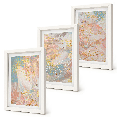 Conjunto de 3 quadros decorativos Textura com padrões abstratos em tons pastel