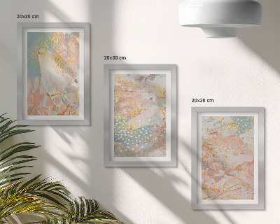 Conjunto de 3 quadros decorativos Textura com padrões abstratos em tons pastel