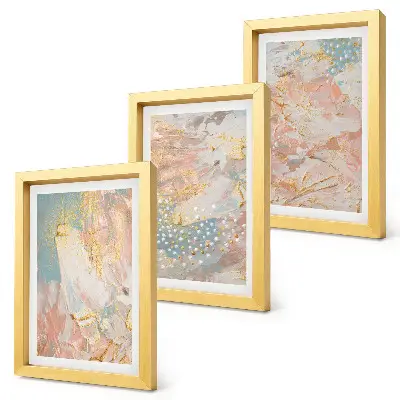 Conjunto de 3 quadros decorativos com textura de padrões abstratos em tons pastel