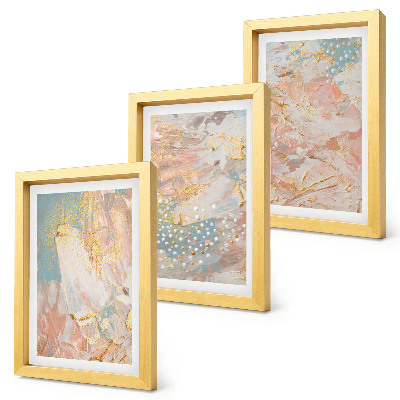 Conjunto de 3 quadros decorativos Textura com padrões abstratos em tons pastel