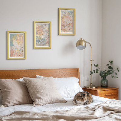 Conjunto de 3 quadros decorativos Textura com padrões abstratos em tons pastel