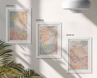 Conjunto de 3 quadros decorativos Textura com padrões abstratos em tons pastel