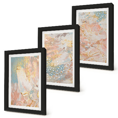 Conjunto de 3 quadros decorativos Textura com padrões abstratos em tons pastel