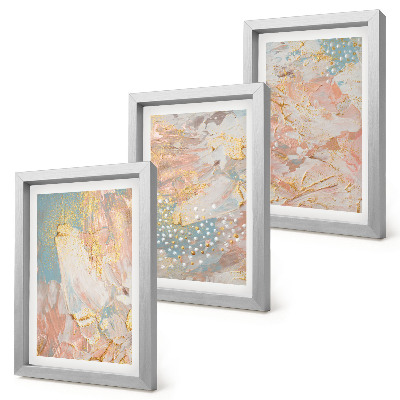 Conjunto de 3 quadros decorativos Textura com padrões abstratos em tons pastel
