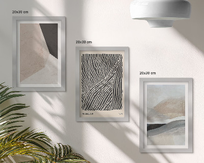 Conjunto de molduras com imagens Padrões abstratos em tons de bege e cinza.