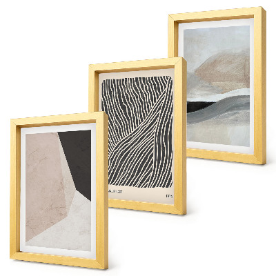 Conjunto de molduras com imagens Padrões abstratos em tons de bege e cinza.