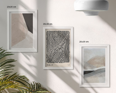 Conjunto de molduras com imagens Padrões abstratos em tons de bege e cinza.