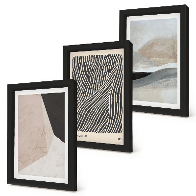 Conjunto de molduras com imagens Padrões abstratos em tons de bege e cinza.