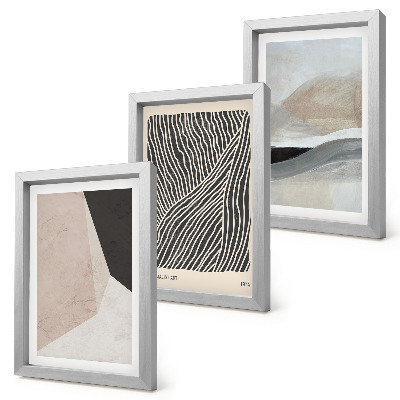 Conjunto de molduras com imagens Padrões abstratos em tons de bege e cinza.