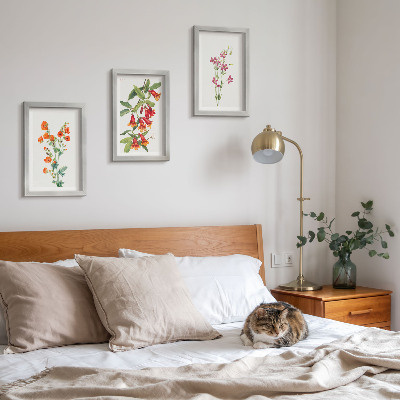 Conjunto de 3 quadros decorativos Pintura floral retrô vintage