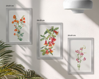 Conjunto de 3 quadros decorativos Pintura floral retrô vintage