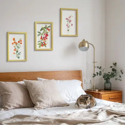Conjunto de 3 quadros decorativos com estampa de pintura floral retrô vintage