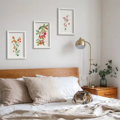 Conjunto de 3 quadros decorativos com estampa de pintura floral retrô vintage