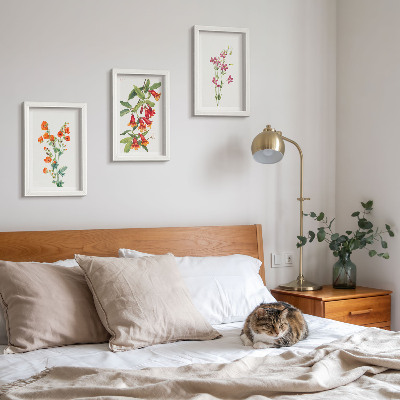 Conjunto de 3 quadros decorativos Pintura floral retrô vintage