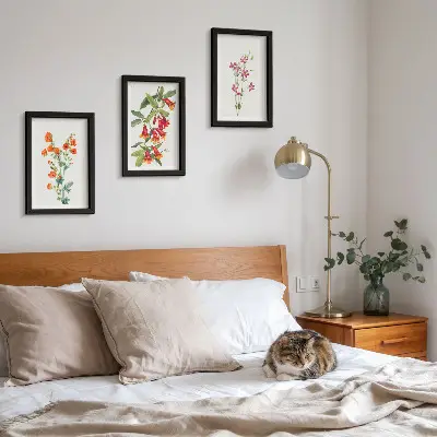 Conjunto de 3 quadros decorativos com estampa de pintura floral retrô vintage