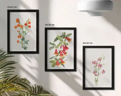 Conjunto de 3 quadros decorativos com estampa de pintura floral retrô vintage
