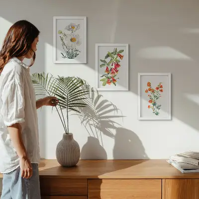 Conjunto de molduras com imagens com composições florais em estilo pintura vintage