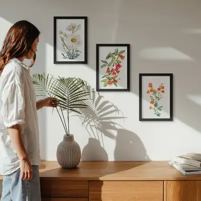 Conjunto de molduras com imagens com composições florais em estilo pintura vintage
