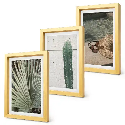Conjunto de molduras com imagens de plantas tropicais e acessórios para férias à beira-mar