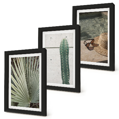 Conjunto de molduras com imagens Plantas tropicais e acessórios para férias à beira-mar