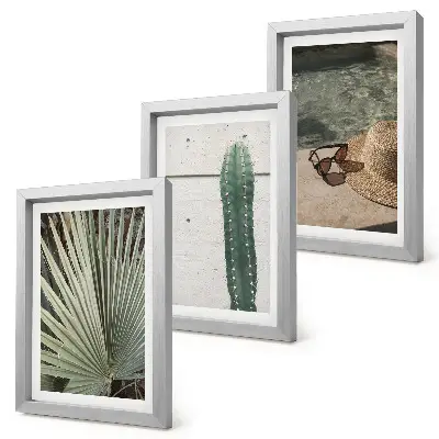 Conjunto de molduras com imagens de plantas tropicais e acessórios para férias à beira-mar