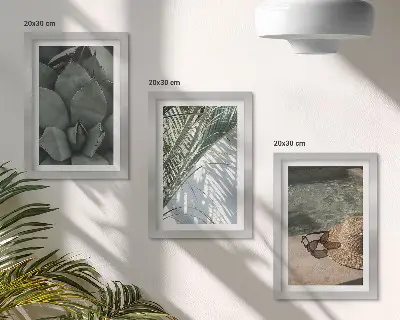 Conjunto de molduras com imagens estampa de plantas tropicais e detalhes de férias de verão