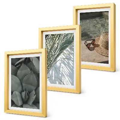 Conjunto de molduras com imagens estampa de plantas tropicais e detalhes de férias de verão