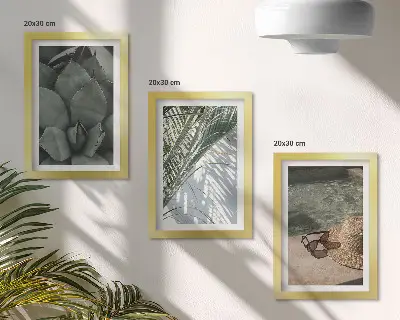 Conjunto de molduras com imagens estampa de plantas tropicais e detalhes de férias de verão