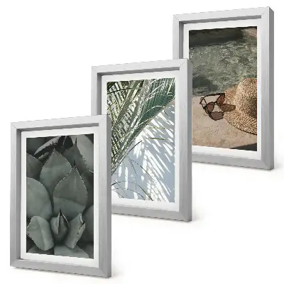 Conjunto de molduras com imagens estampa de plantas tropicais e detalhes de férias de verão