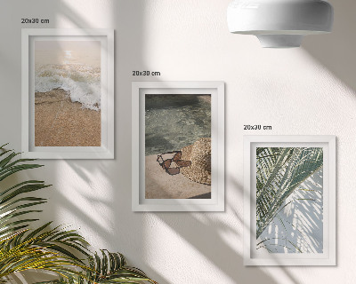 Conjunto de molduras com imagens chapéu de praia e óculos de sol folhas