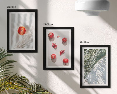 Conjunto de 3 quadros decorativos Frutas tropicais de férias e folhas de palmeira