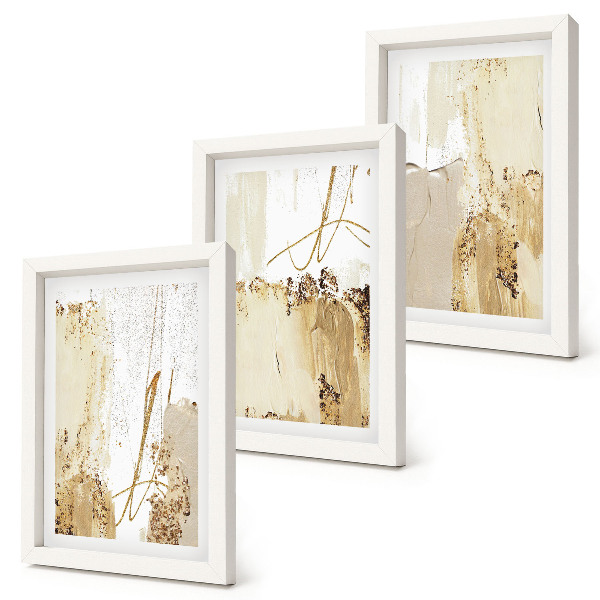 Conjunto de molduras com imagens Padrões abstratos em tons de bege e branco.