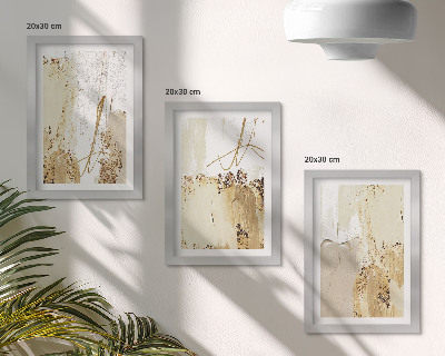 Conjunto de molduras com imagens Padrões abstratos em tons de bege e branco.
