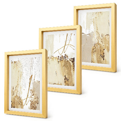 Conjunto de molduras com imagens Padrões abstratos em tons de bege e branco.