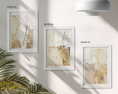 Conjunto de molduras com imagens Padrões abstratos em tons de bege e branco.