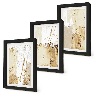 Conjunto de molduras com imagens Padrões abstratos em tons de bege e branco.