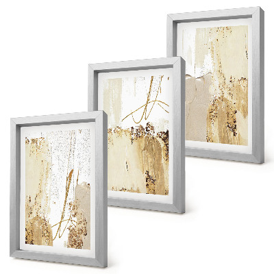 Conjunto de molduras com imagens Padrões abstratos em tons de bege e branco.