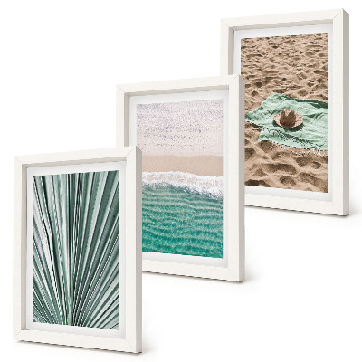 Tríptico com moldura Vistas de férias de verão na praia à beira-mar.