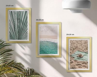 Tríptico com moldura Vistas de férias de verão na praia à beira-mar.