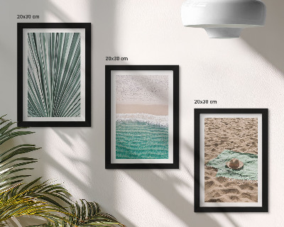 Tríptico com moldura Vistas de férias de verão na praia à beira-mar.